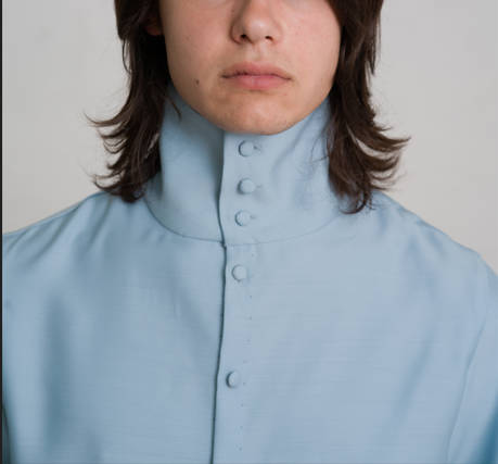 filippo balloon silk shirt blue