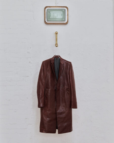 Long Leather 2-Button Jacket With Cutaway Detail